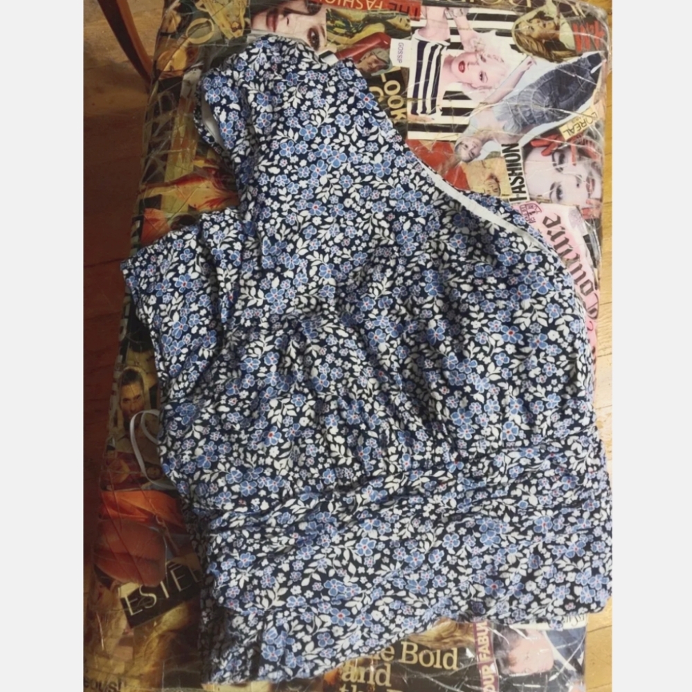 Blue floral sleeveless jumpsuit